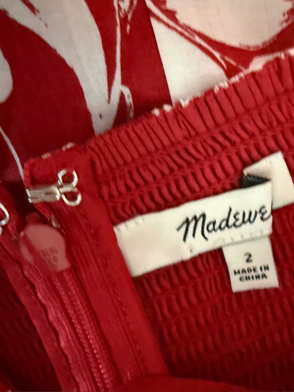 Madewell Square-Neck Tank Dress in Floral Red and White Size 2 - Picture 6 of 7